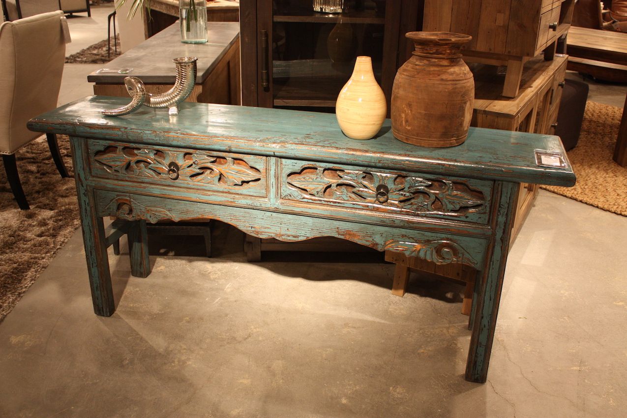 Classic Home Blue Console Table