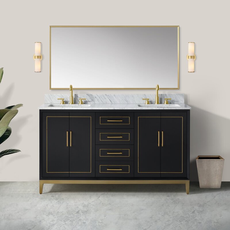 Classic black vanity with brass accents