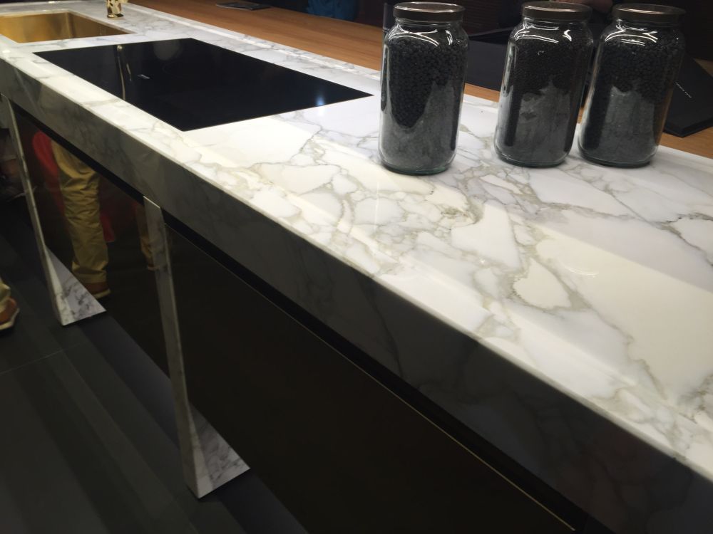 Clean edge countertop in marble