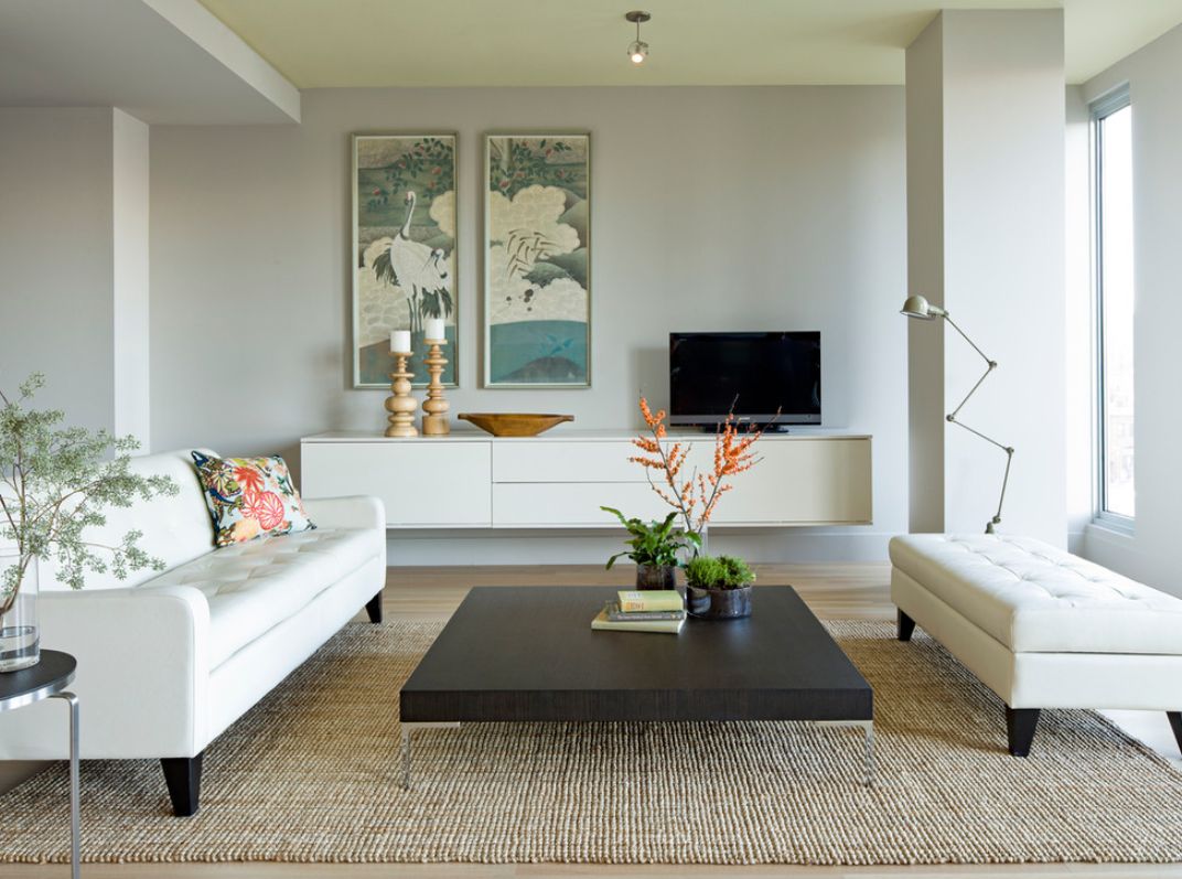 Clean white living room furniture