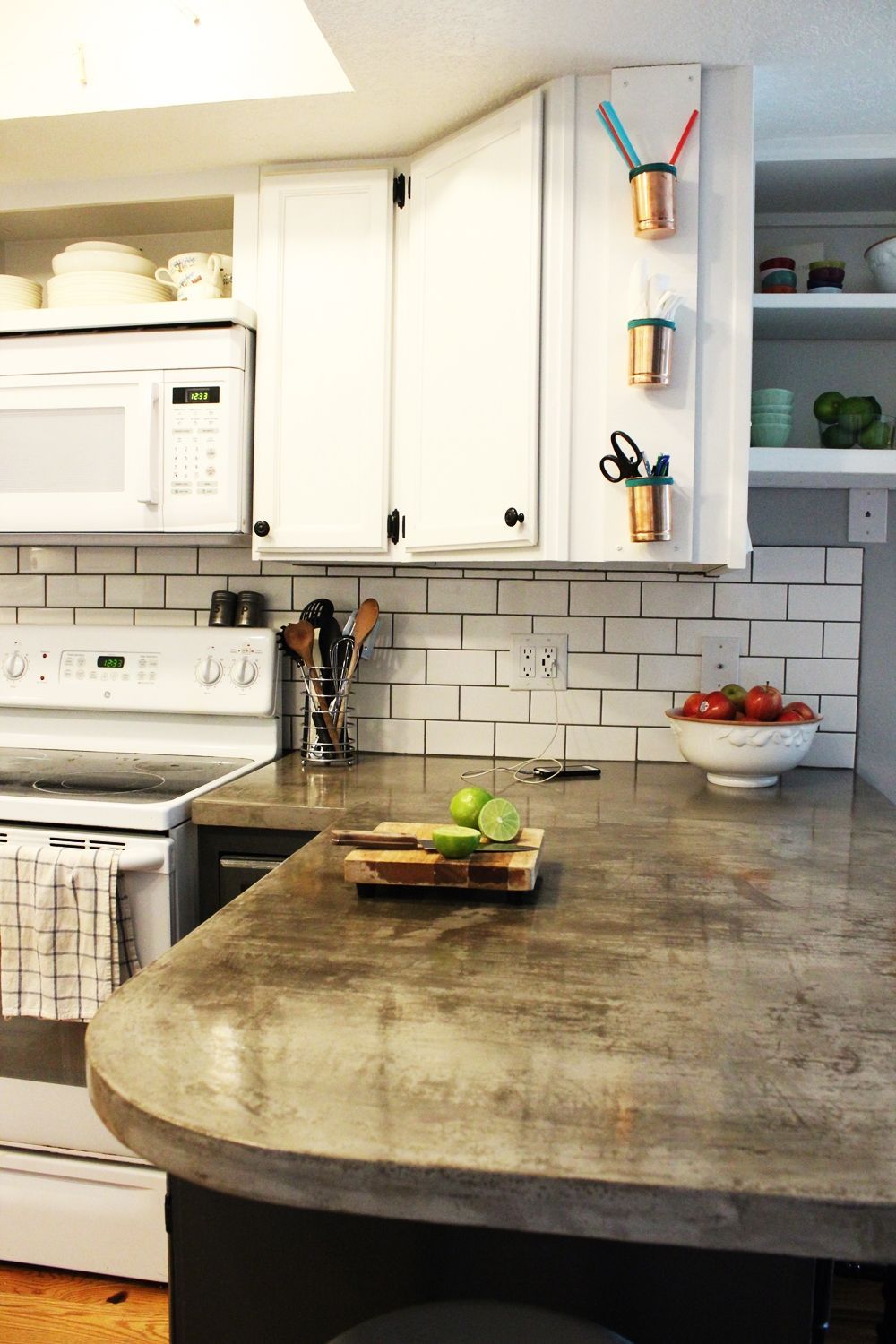 Closer look to the subway tiles on the kitchen