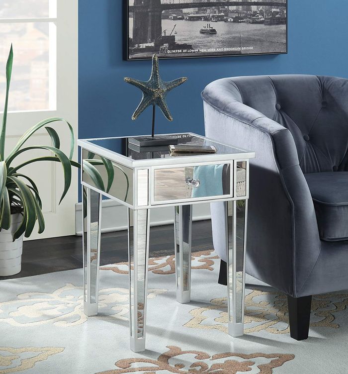 Coast Mirrored End Table with Drawer