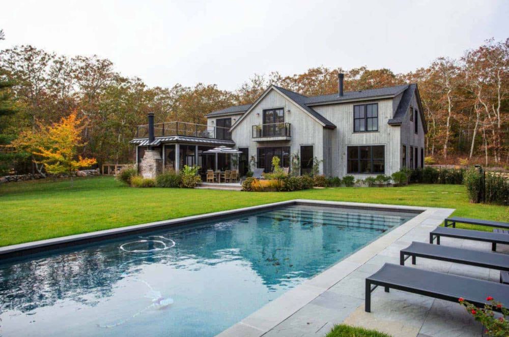 Coastal Barn Home Design- lap pool