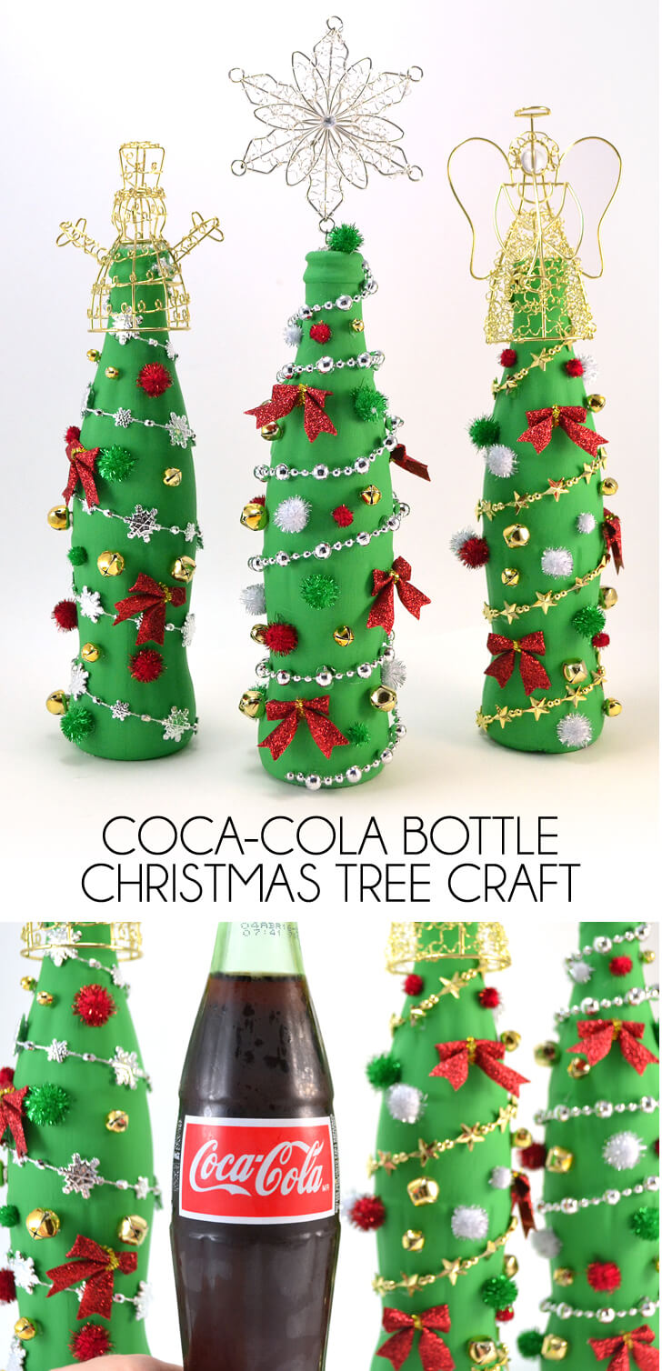 Coca cola glass bottle christmas tree crafts