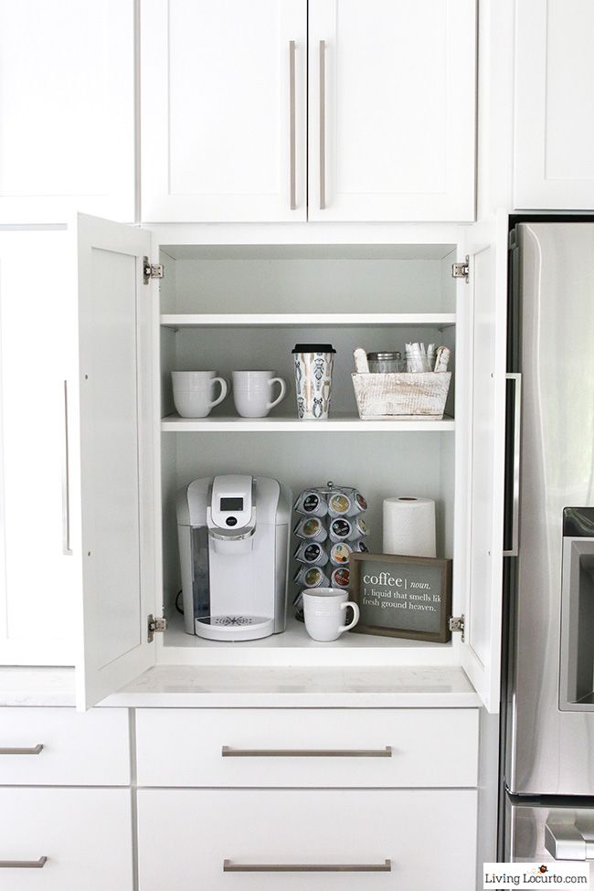 Coffee bar inside cabinet