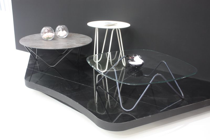 Coffee tables featuring hairping legs glass top and marble