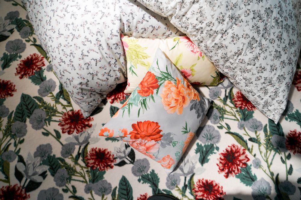 Collection of fabrics with a cool floral pattern