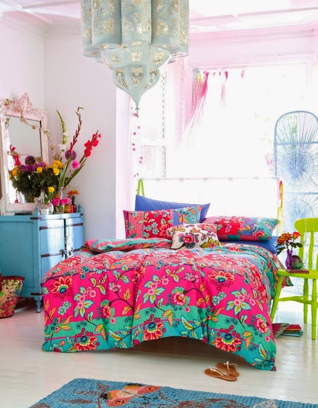 Colorful boho bedding