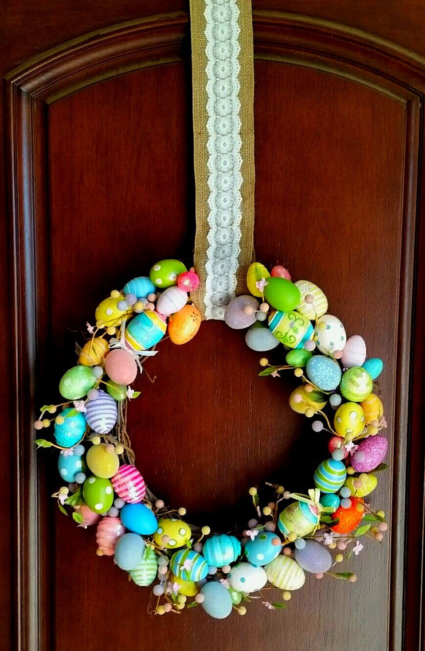 Colorful easter eggs wreath