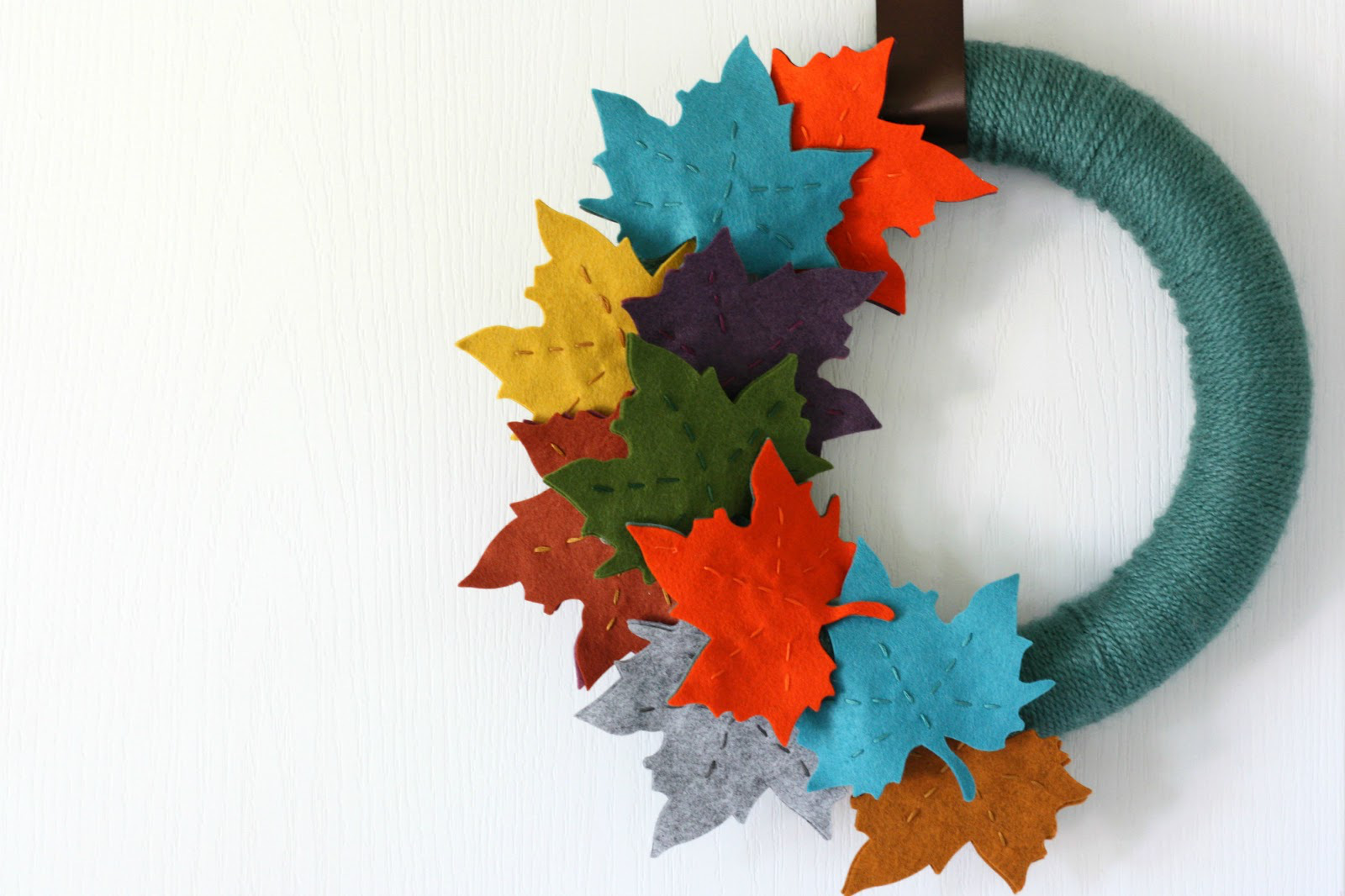 Colorful Felt and Yarn Leaf Fall Wreath