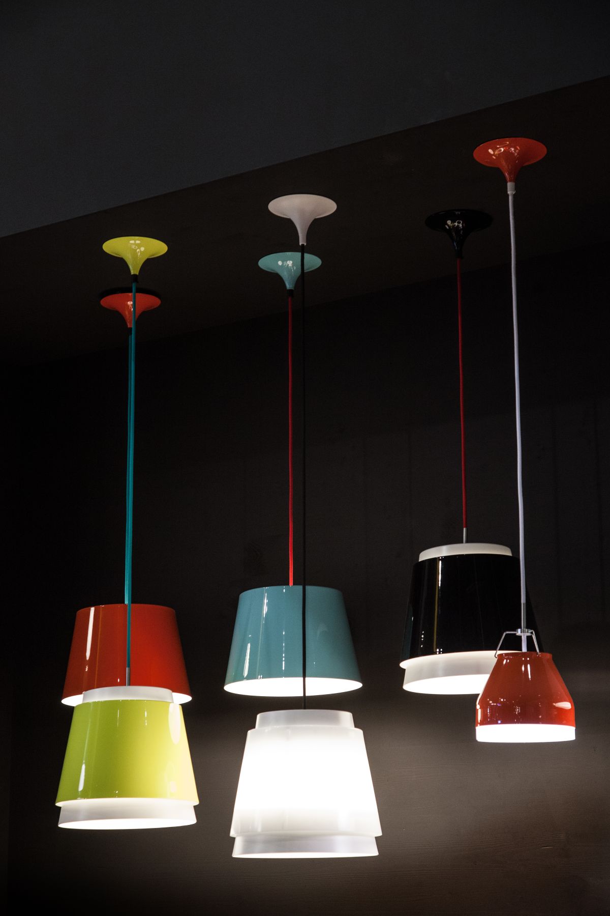 Colorful hanging lamps