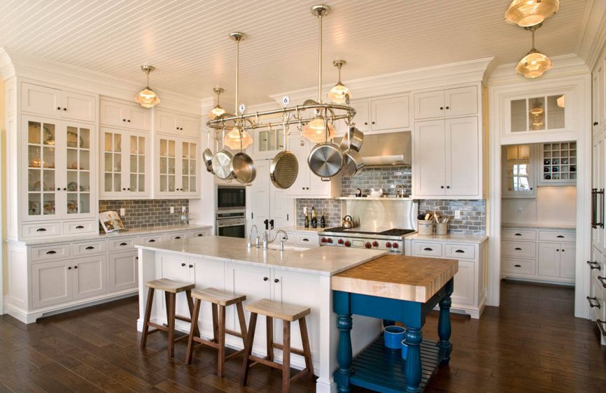 Colorful kitchen island extension