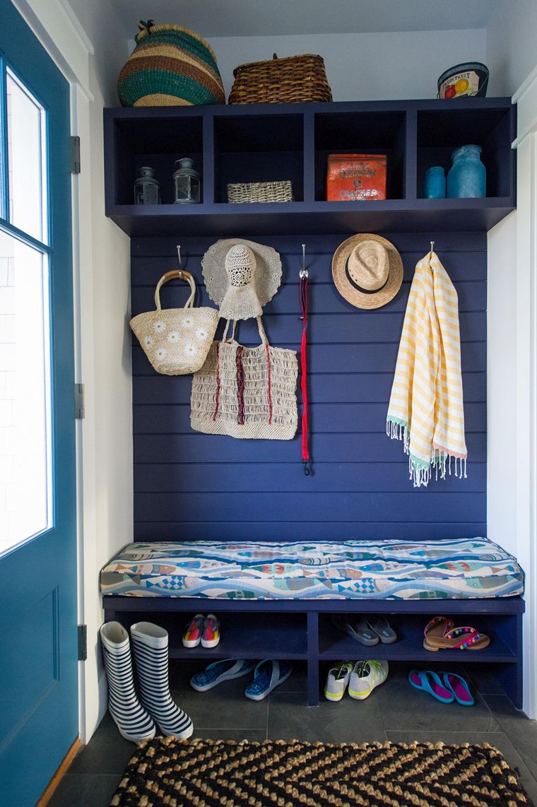 Colorful mudroom design