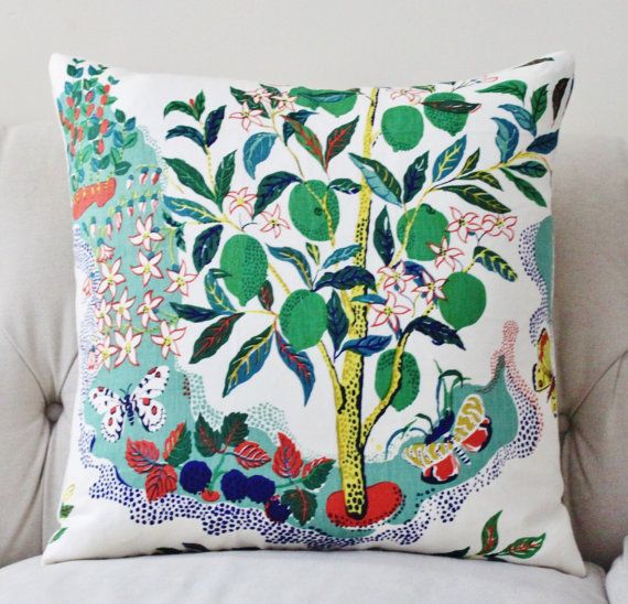 Colorful plants throw pillow