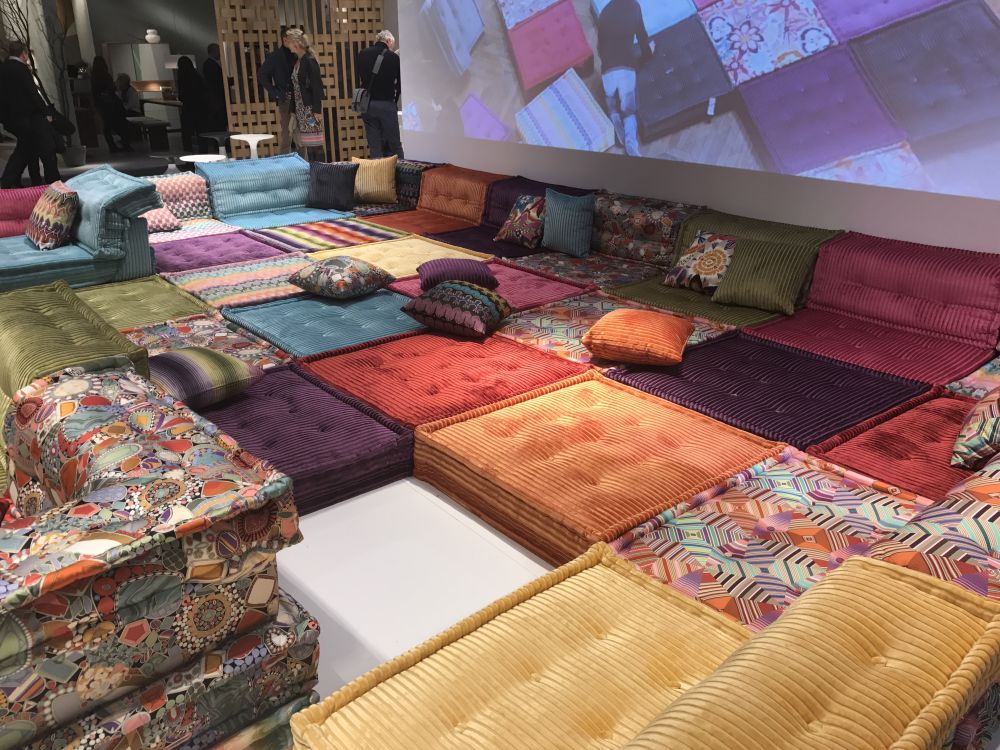 Colorful upholstered in fabric modular floor sofa roche bobois