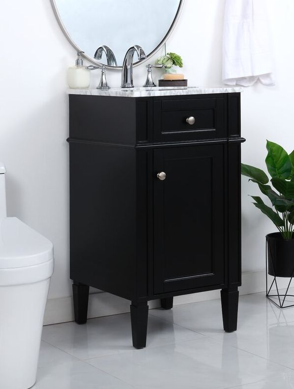 Compact vanity with a stylish marble top