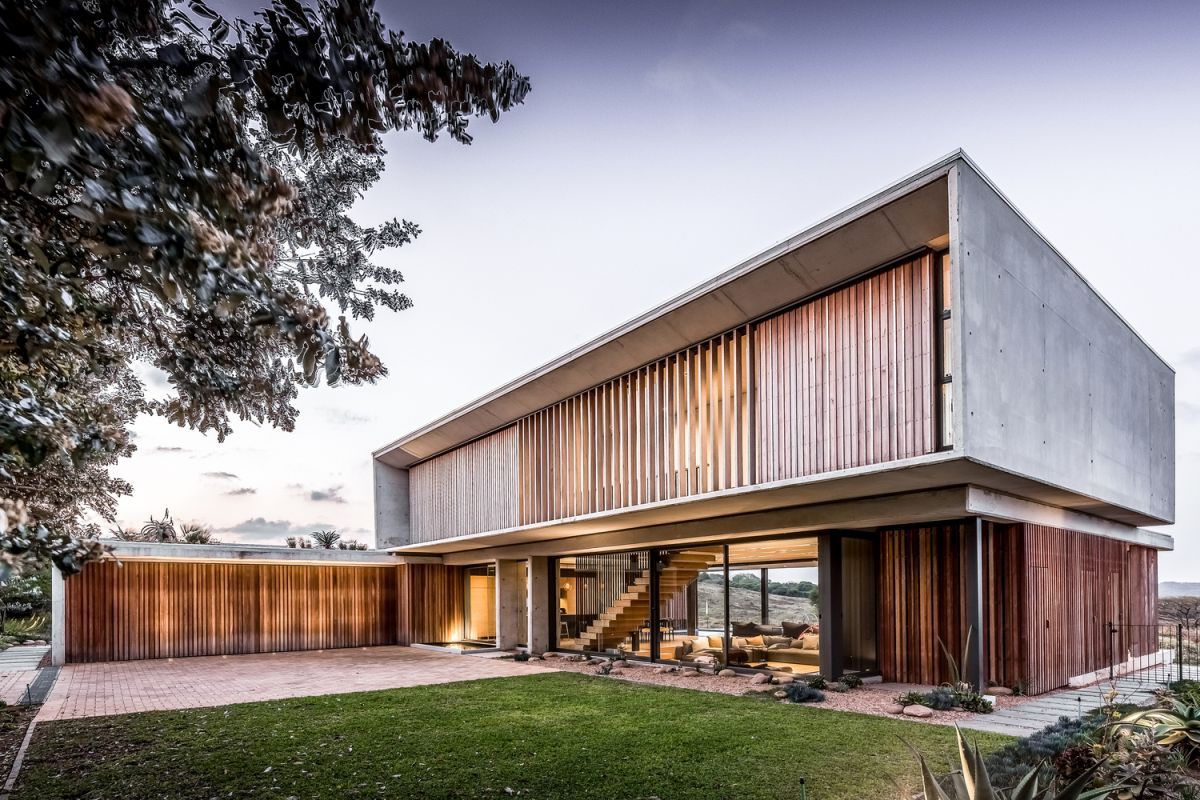 A large concrete and wood house in Durban
