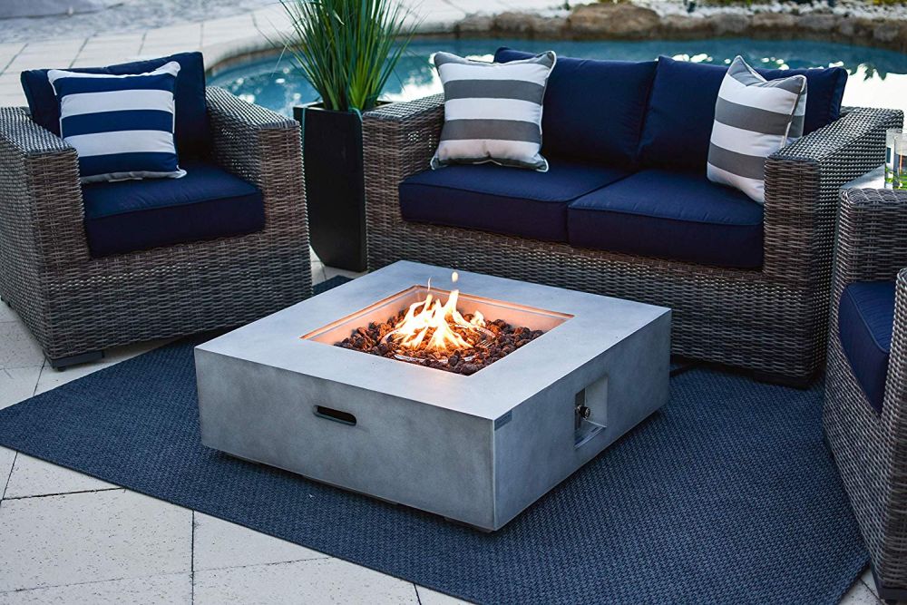 Concrete Outdoor Propane Gas Fire Pit Table