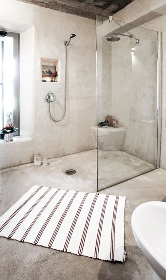 Concrete bathroom shower design