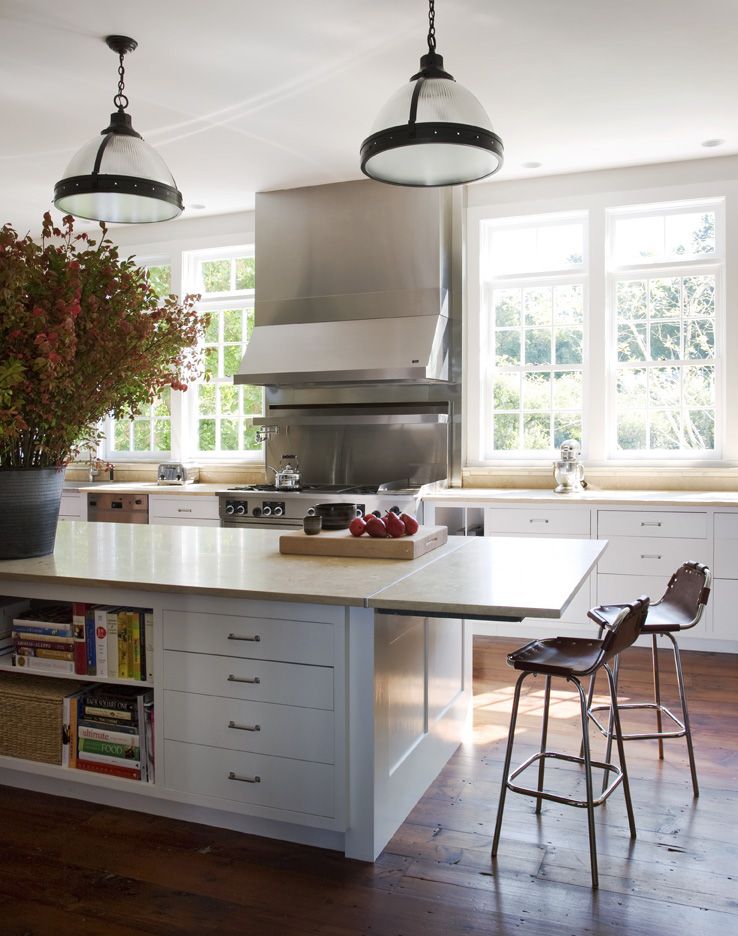 Modern and clean, yet with a farmhouse feel, the kitchen is the perfect family gathering spot.