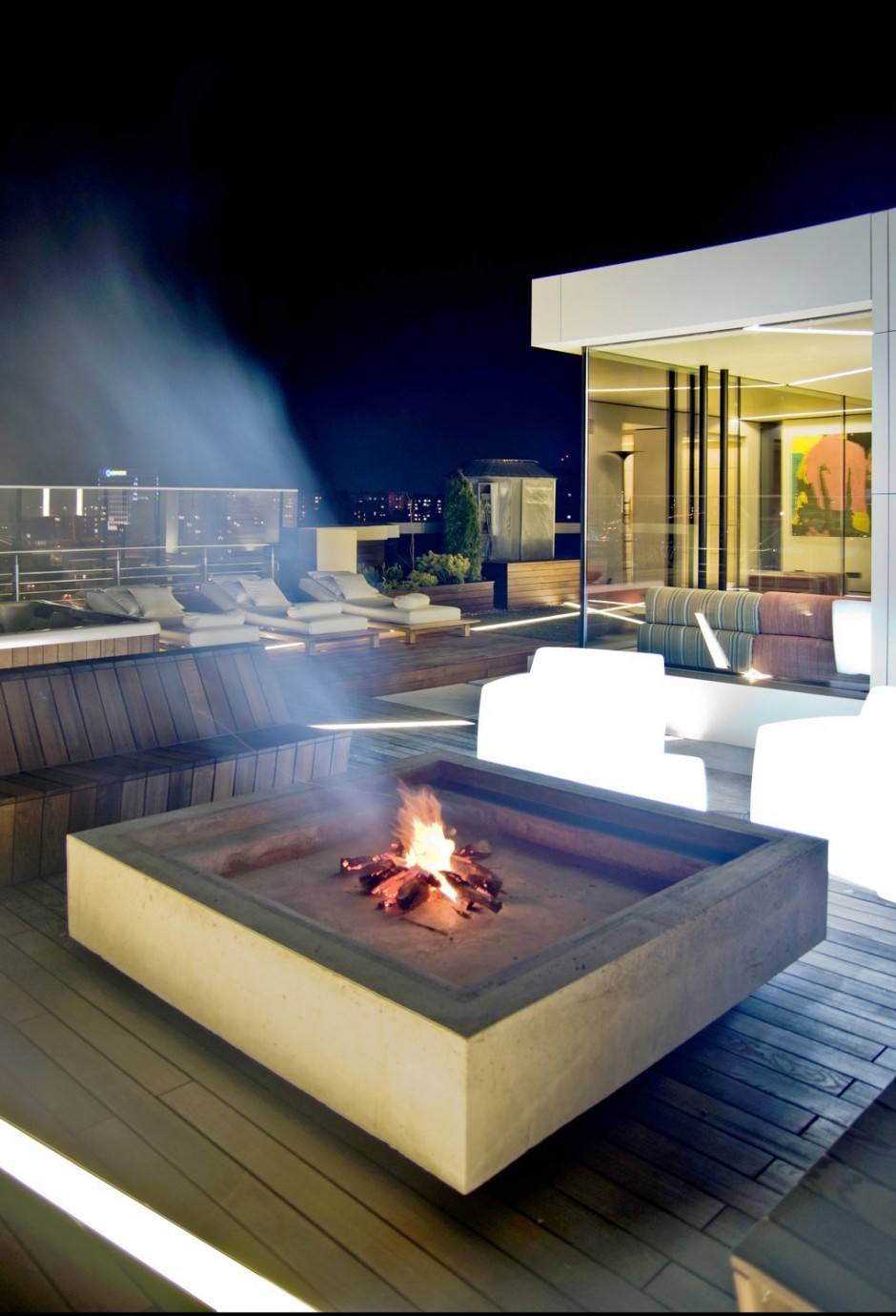 Conrete deck fire pit design