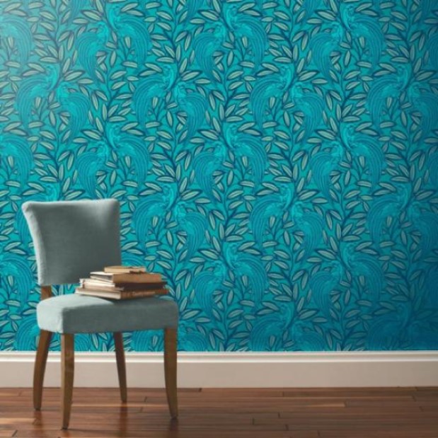 Consider Peacock Blue Colored Wallpaper