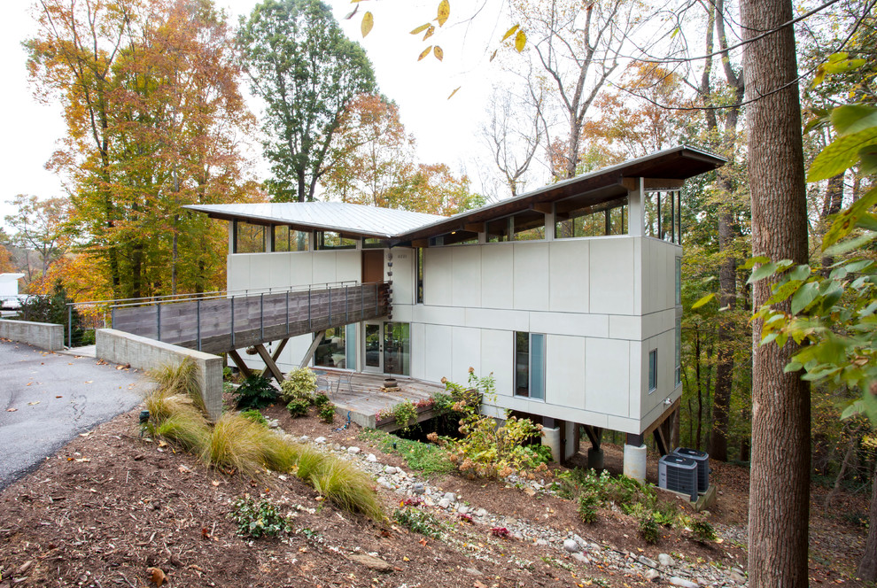 Contemporary White Home with Butterfly Roof