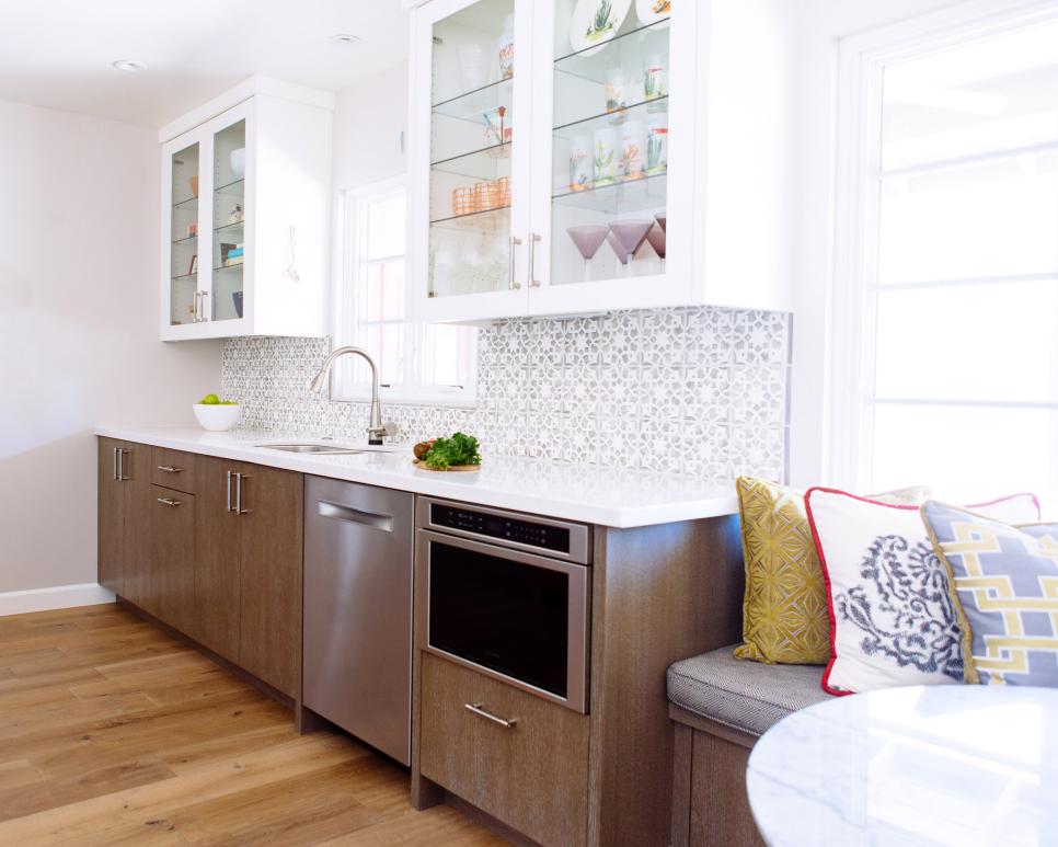 Adding a pattern to a galley kitchen wall.