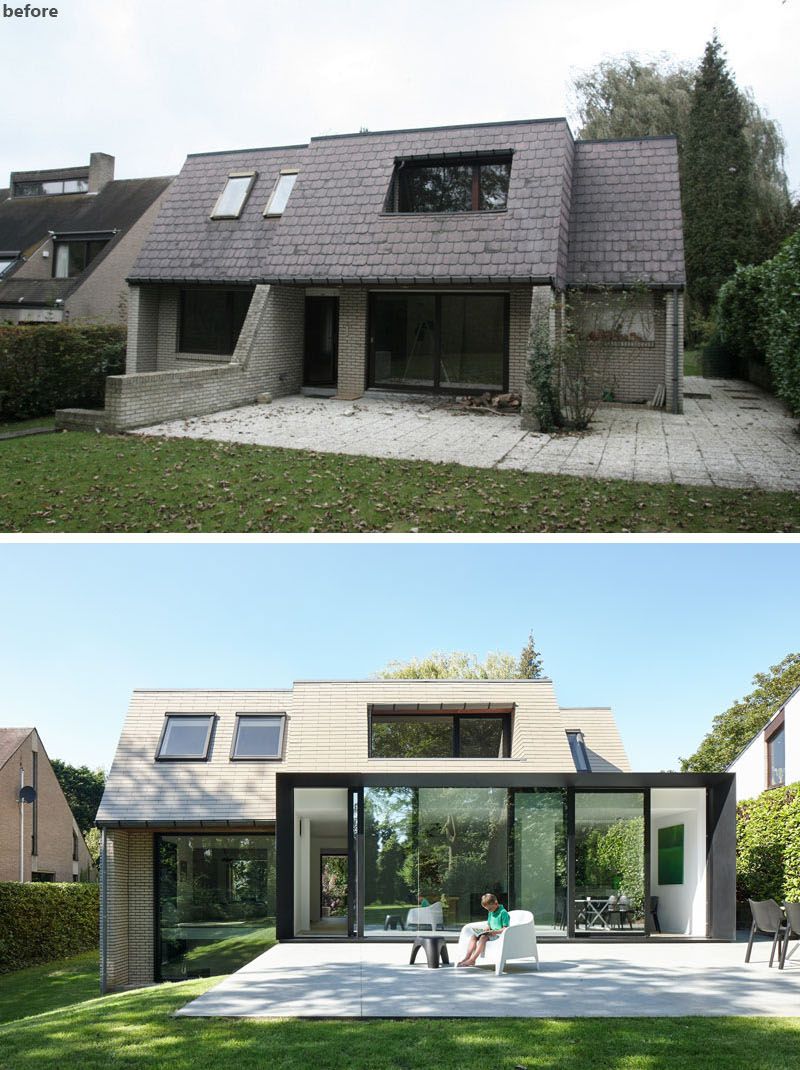 Contemporary house extension before and after