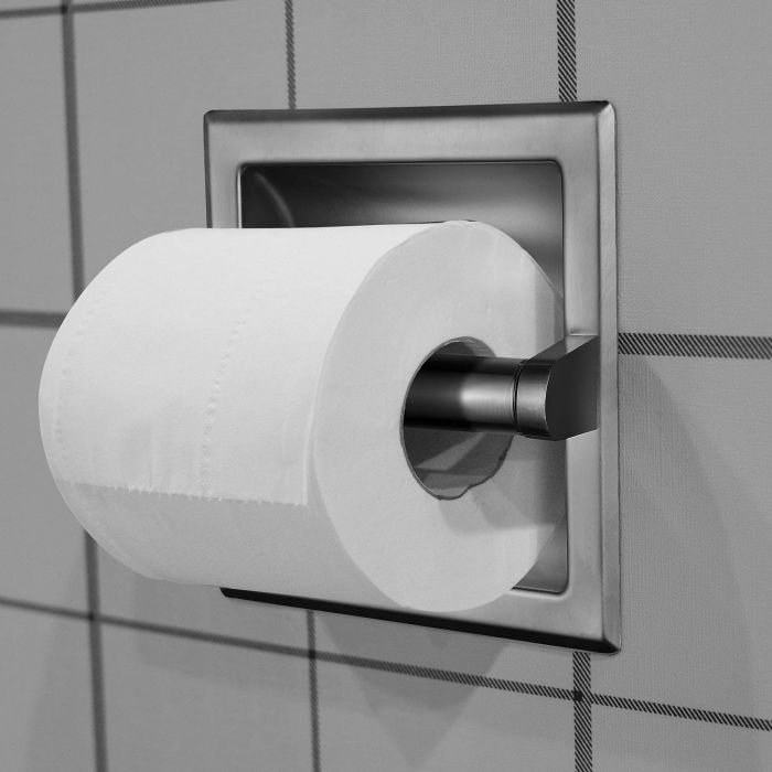 Contemporary toilet paper holder for small spaces