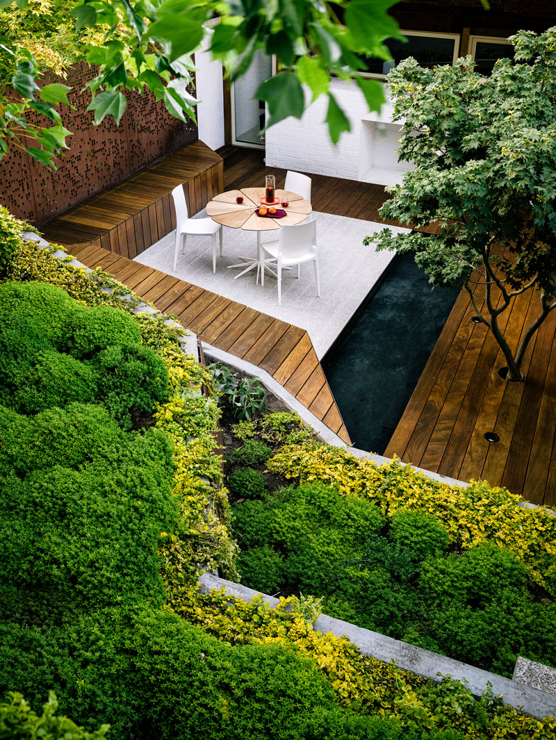 Contemporary urban garden in Californa house by Mary Barensfeld Architecture - lush vegetation