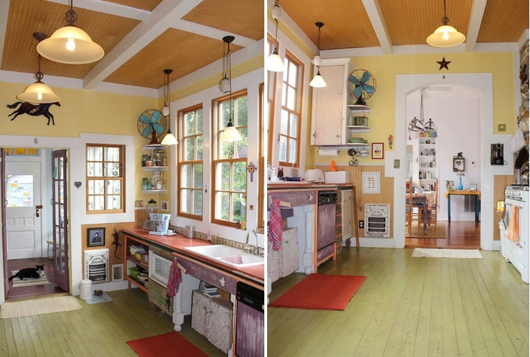 Cool painted floor for kitchen