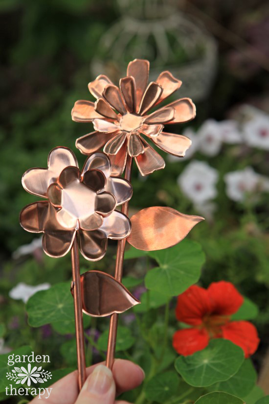 Copper Garden Art Flowers