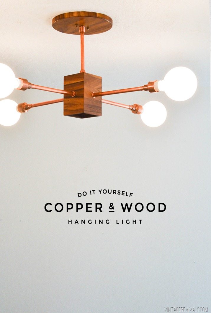 Copper and wood chandelier diy