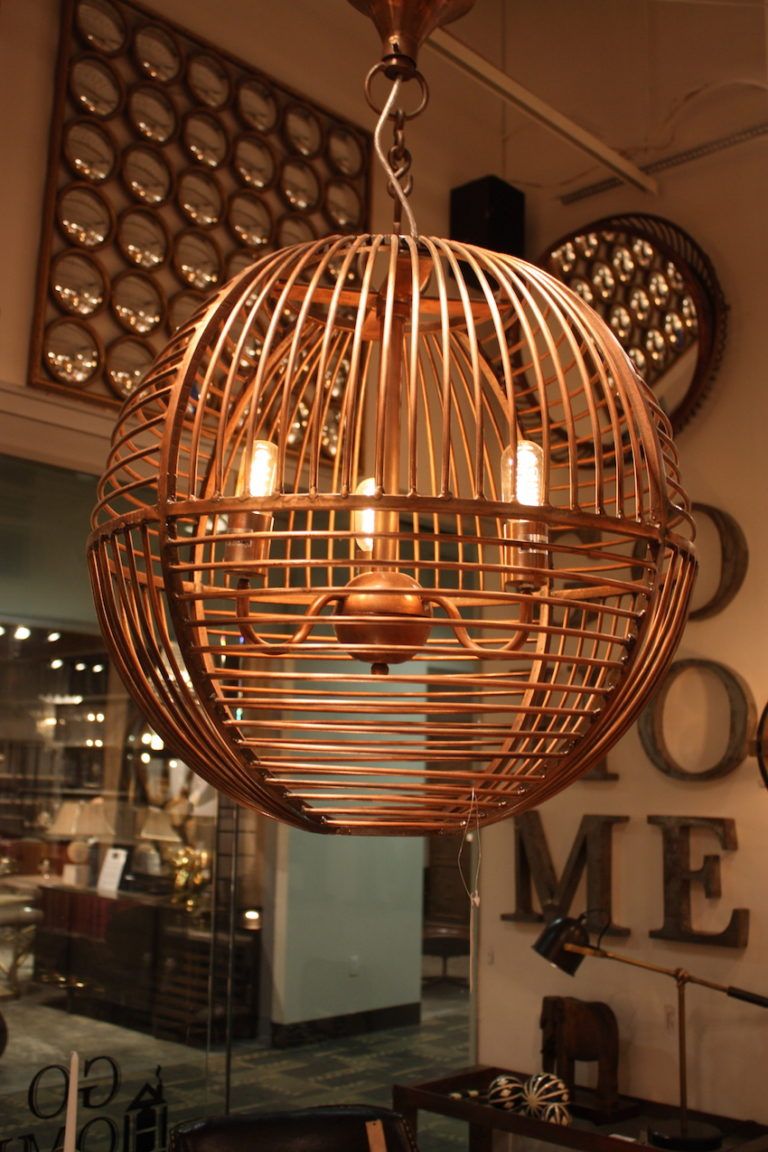 Copper cage chandelier DIY