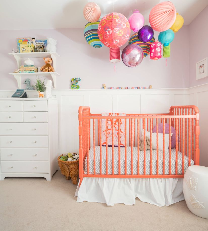 Coral Bed Crib with Pantone Color of 2019