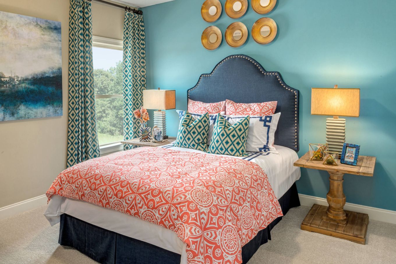 Coral color bedding patterns