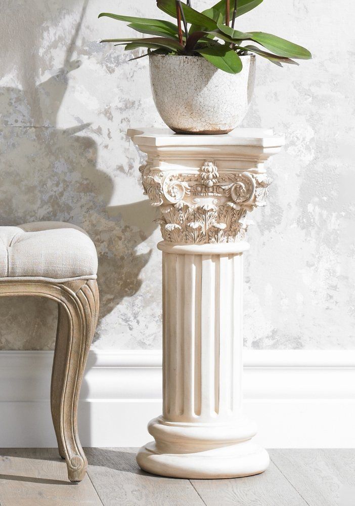 Corinthian Style Ivory Floor Column