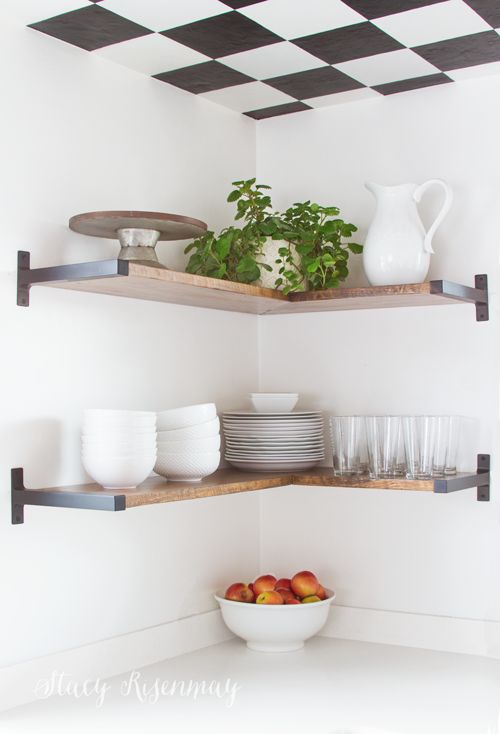 Corner Open space kitchen shelves
