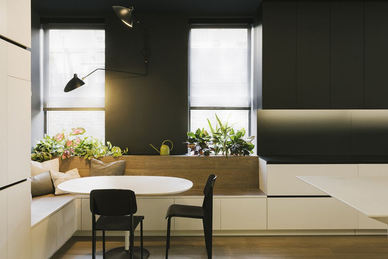 Corner banquette dining area