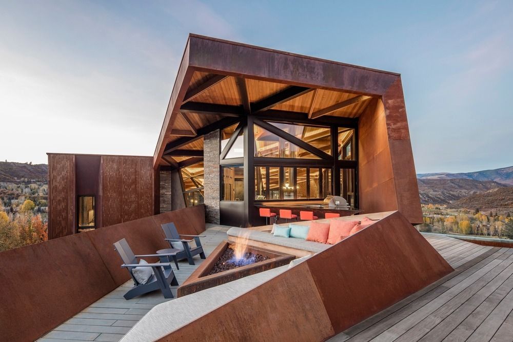 Corten Steel Mountain Retreat Rooftop