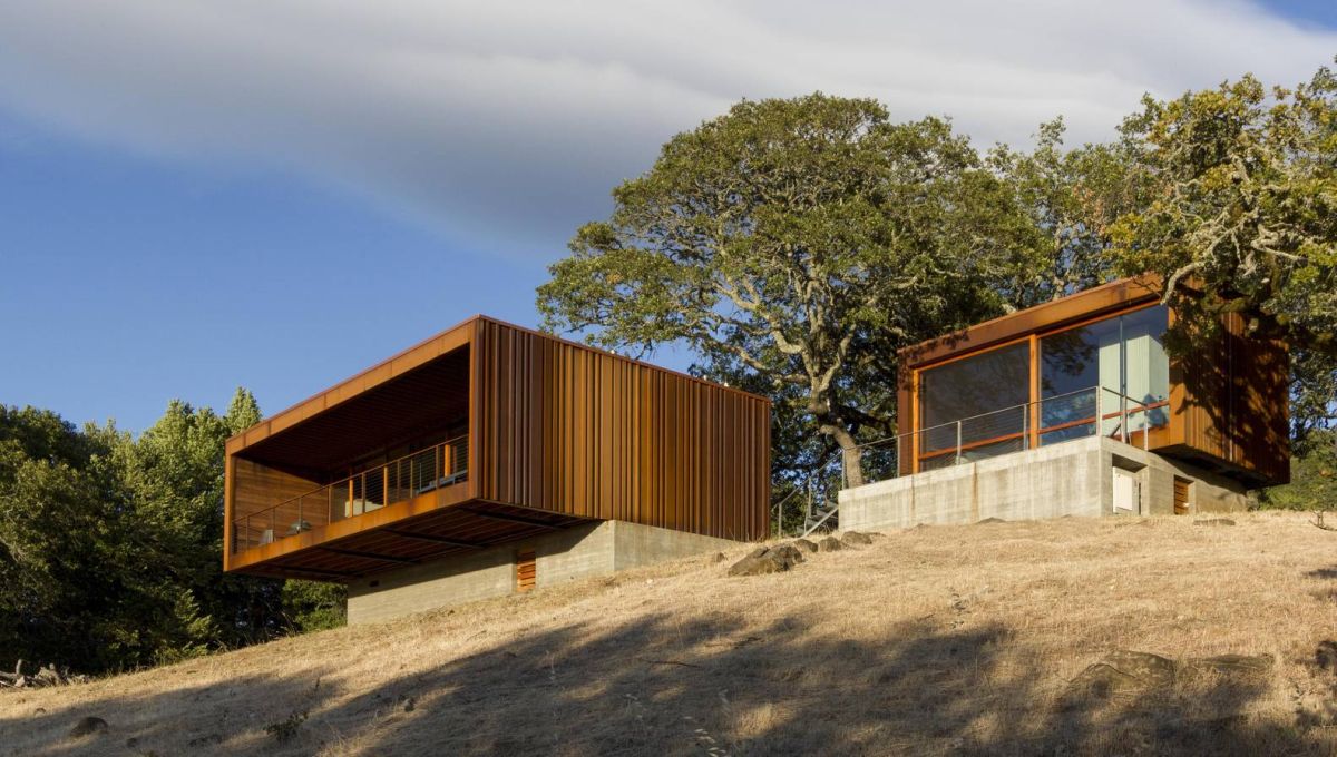 Corten cantilever house Sonoma weeHouse Alchemy Architects