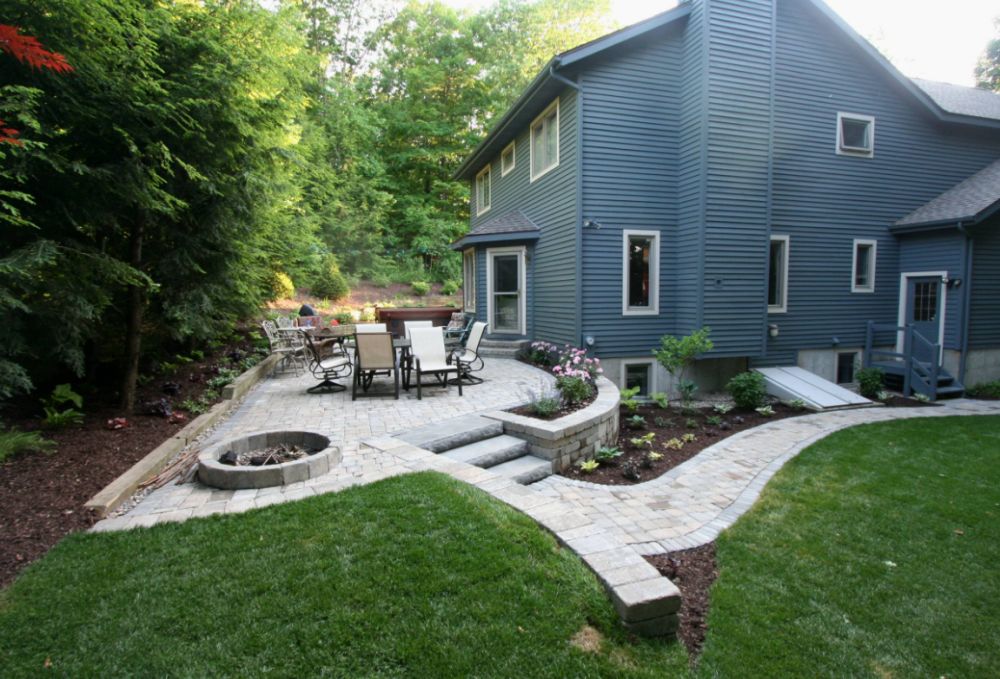 Country home entrance and patio