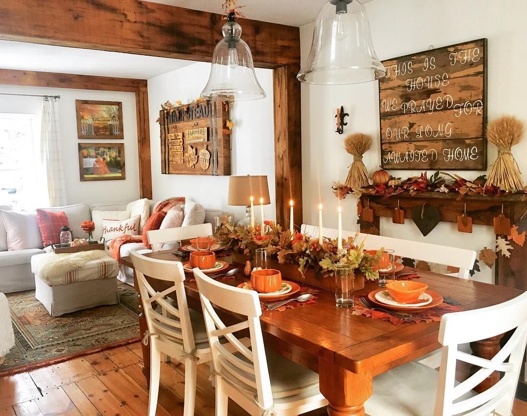 Country style dining table decor for Thanksgiving