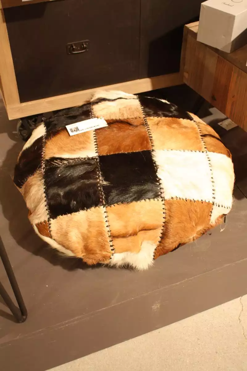 Cowhide ottoman patchwork