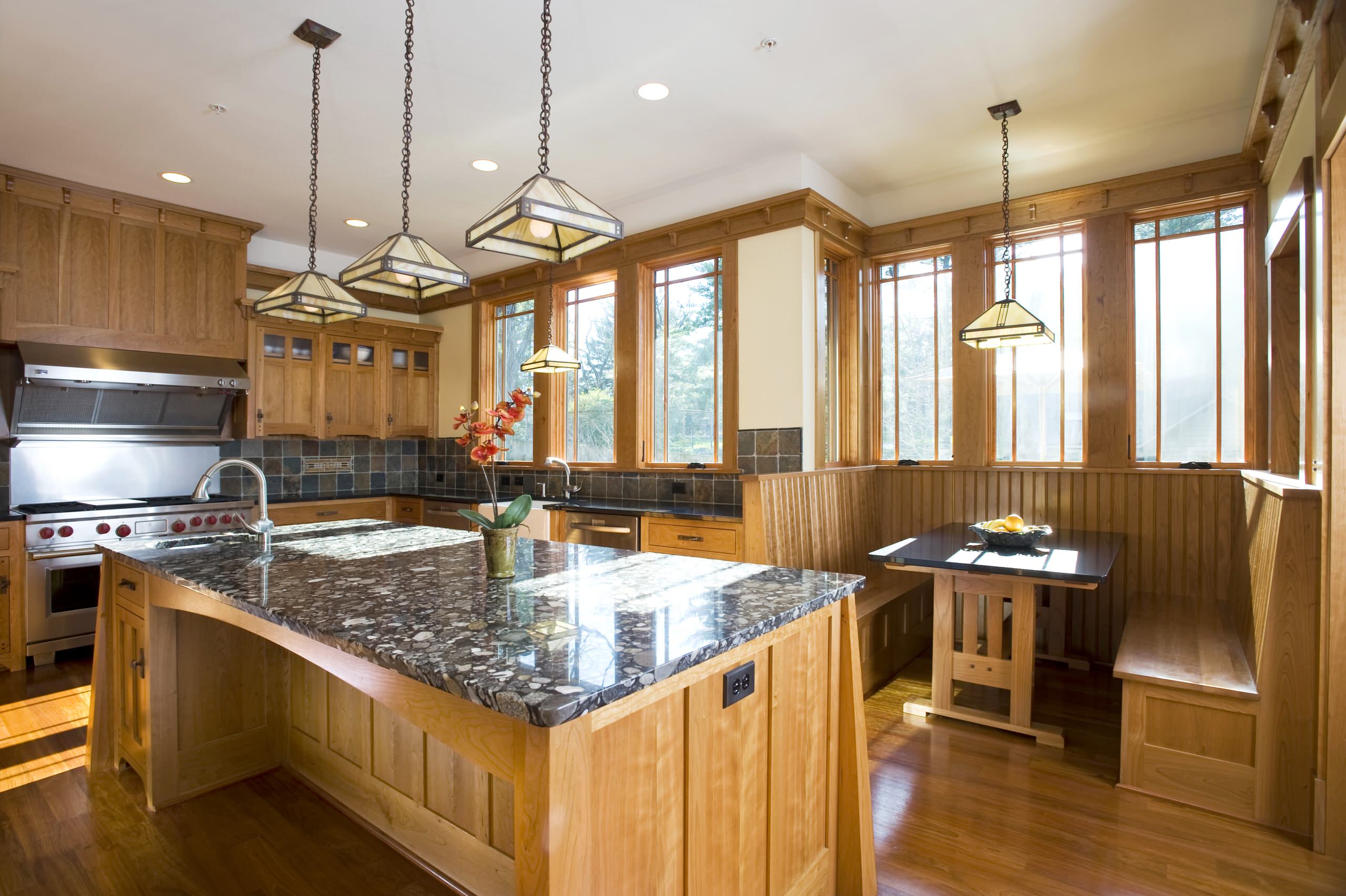 Craftsman kitchen matching cabinets traditional lighting