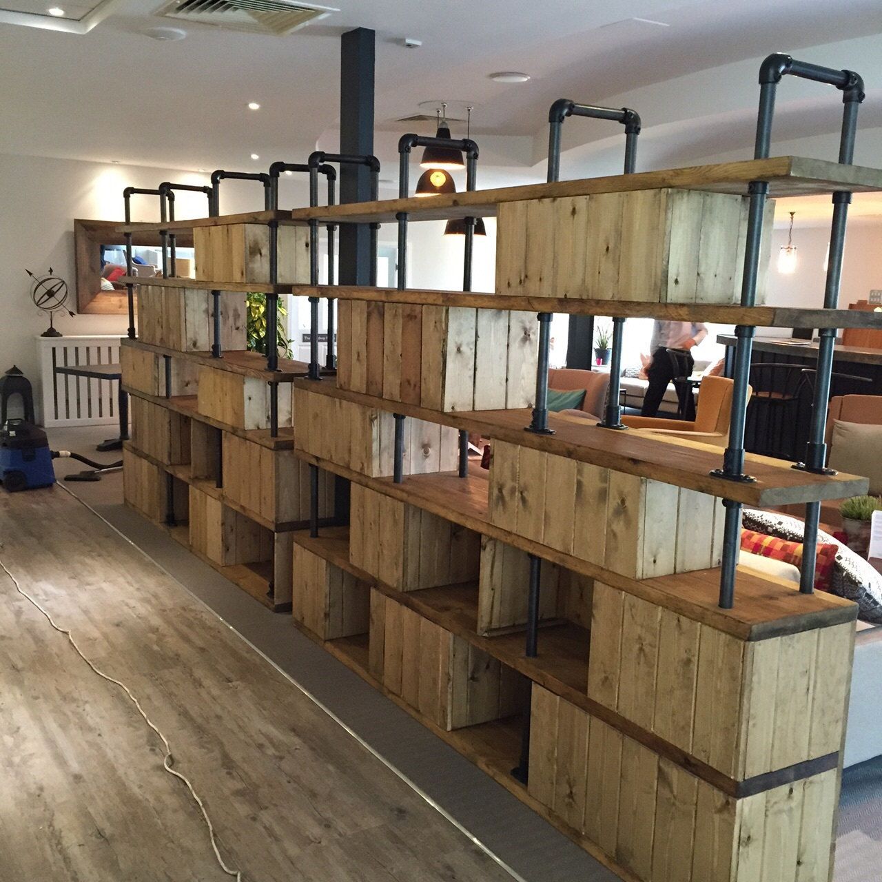 Crates and pipes perfect wall divider