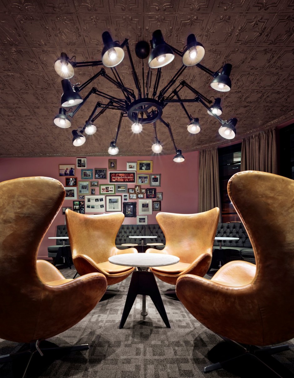 Creating a conversation spot with Egg brown leather chairs