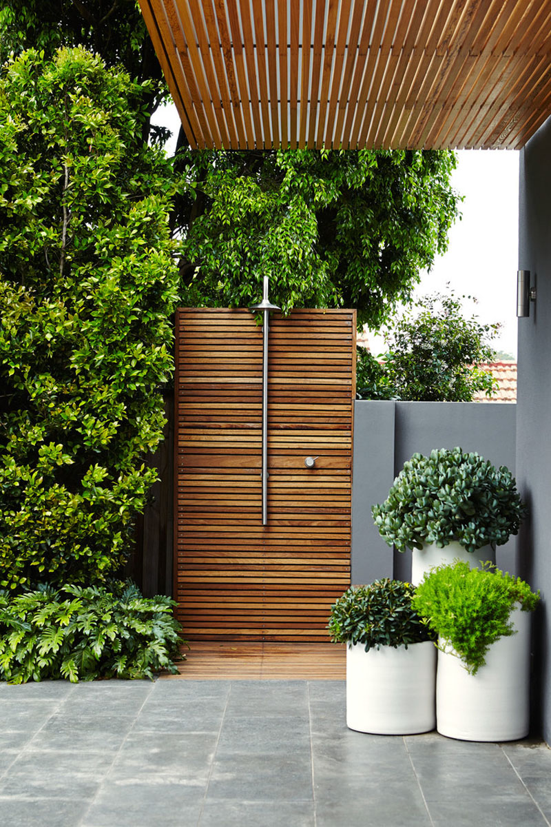 Creating a zen outdoor spa shower