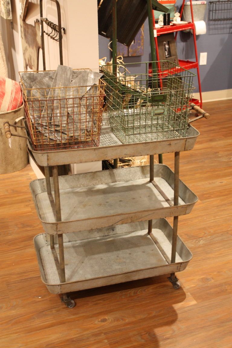 Creative coop galvanized Trolley